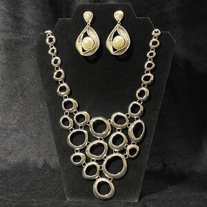Lia Sophia Silver Necklace with Cream Accents